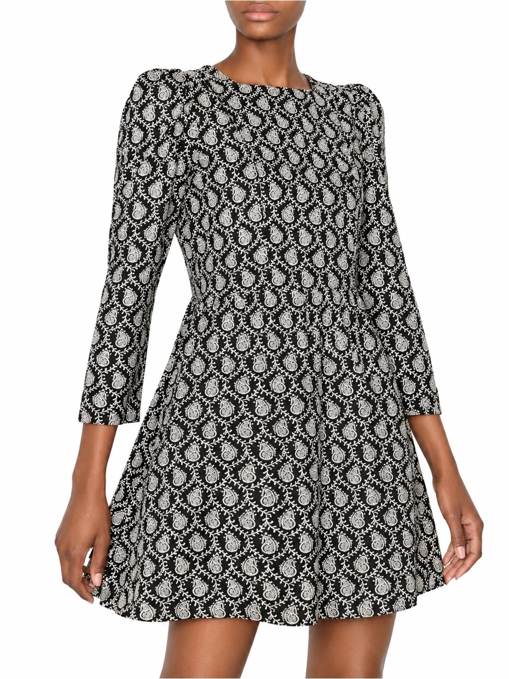 Batsheva NWT Mini Prairie Dress Warm Black Paisley Boho Preppy Womens 8